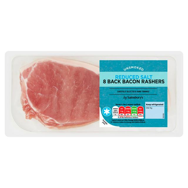 Sainsbury's Unsmoked Reduced Salt Back Bacon Rashers x8 250g