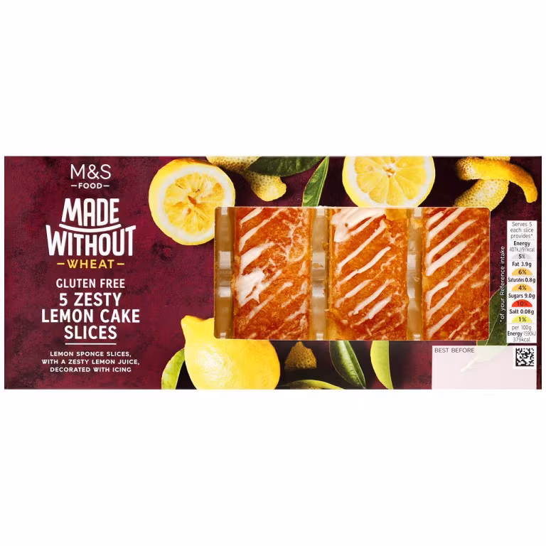 M&S Made Without Wheat 5 Zesty Lemon Cake Slices
