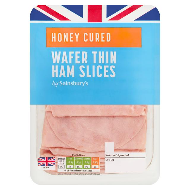 Sainsbury's British Wafer Thin Honey Cured Ham Slices 150g