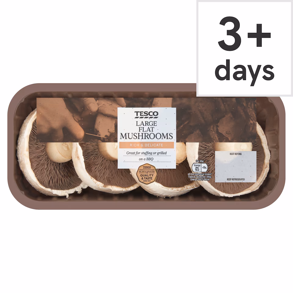 Tesco Large Flat Mushrooms 250G