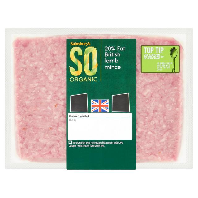 Sainsbury's 20% Fat British Lamb Mince, SO Organic 400g