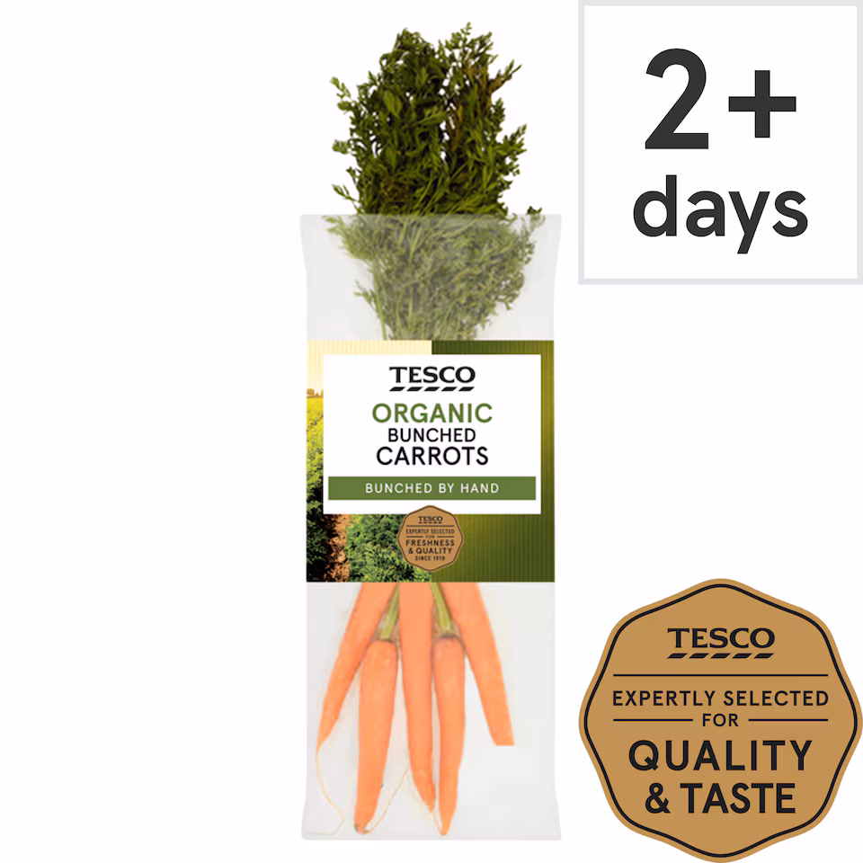 Tesco Organic Bunched Carrots 400G