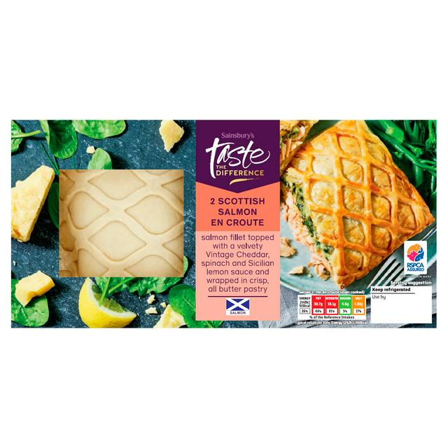 Sainsbury's Scottish Salmon, Spinach & Cheddar En Croute, Taste the Difference x2 380g
