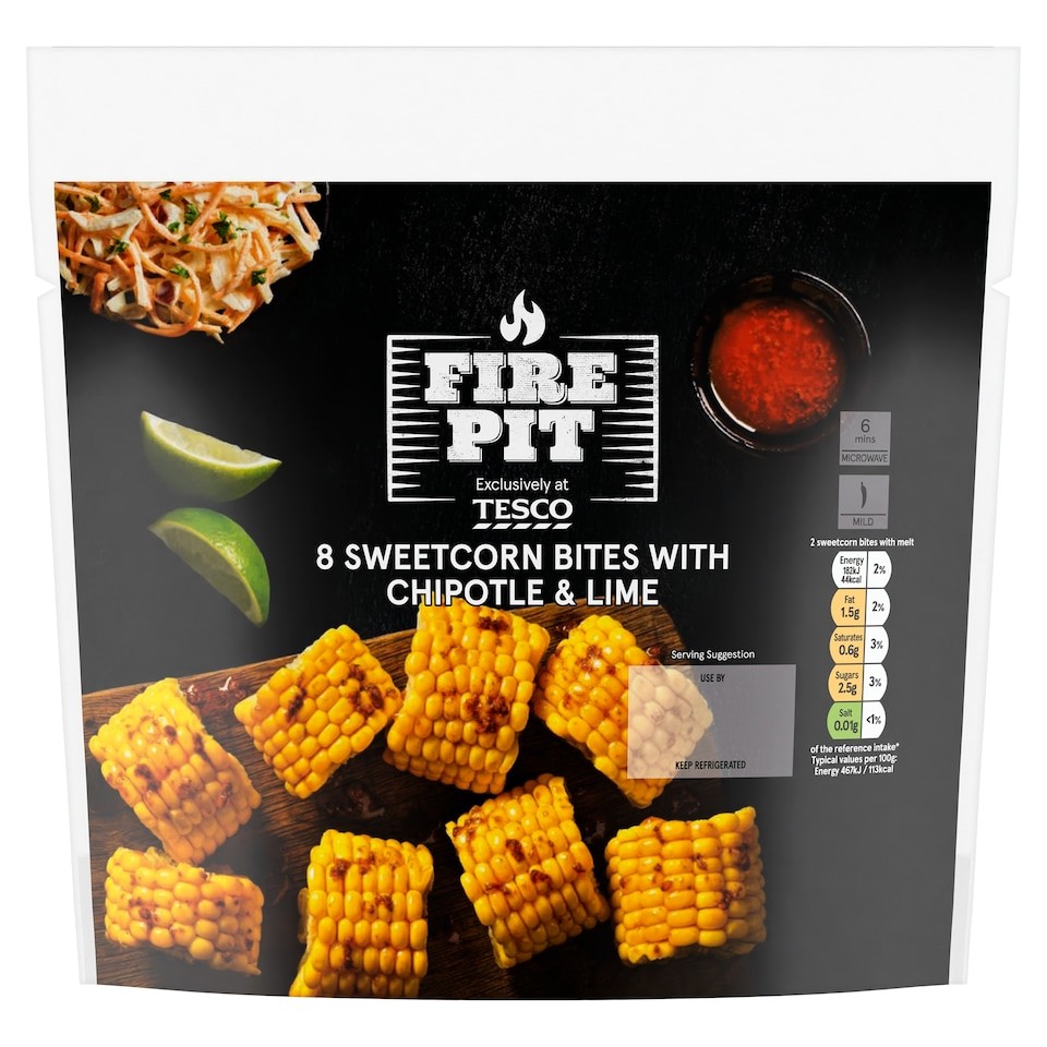 Tesco Firepit Sweetcorn Bites with Chipotle & Lime Melt  320g