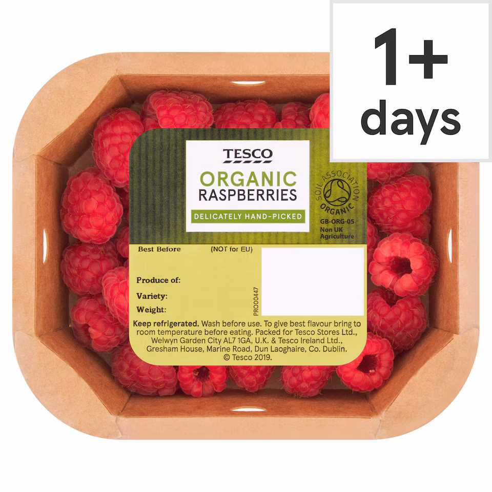 Tesco Organic Raspberries 150G