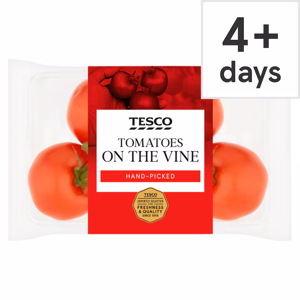 Tesco Tomatoes On The Vine 500G