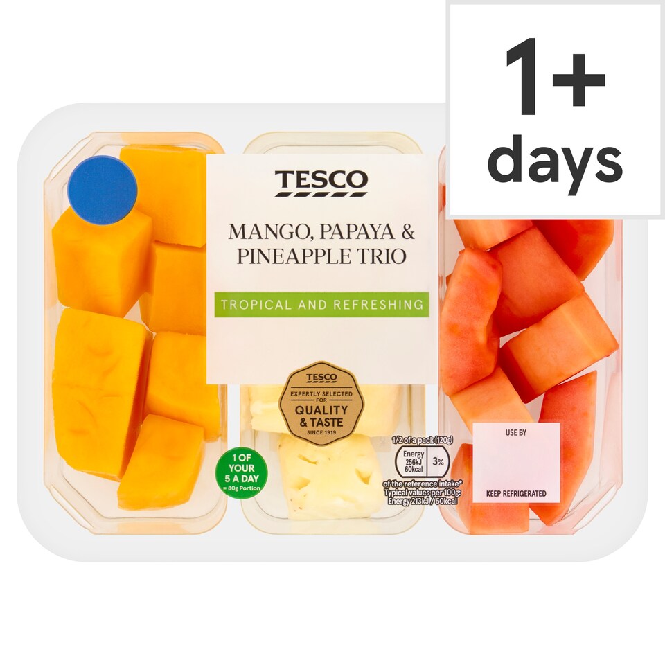 Tesco Mango, Papaya & Pineapple Tropical Trio 240g