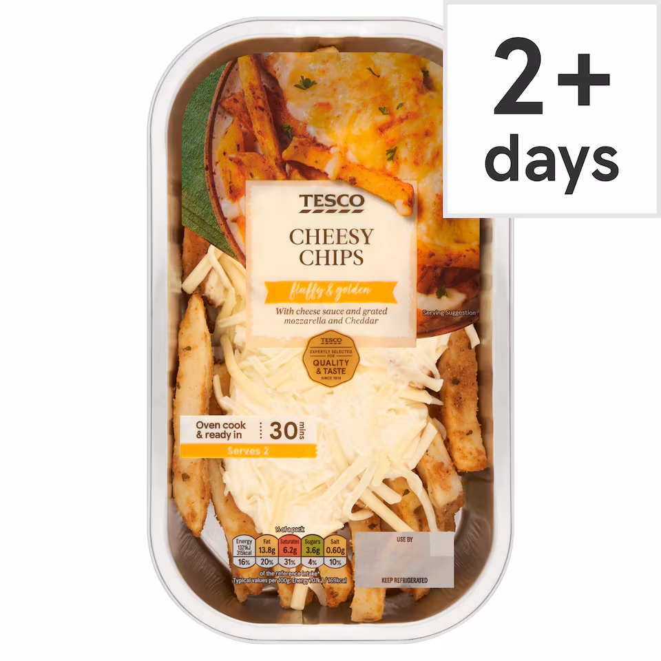 Tesco Cheesy Chips with Grated Mozzarella & Cheddar 400g