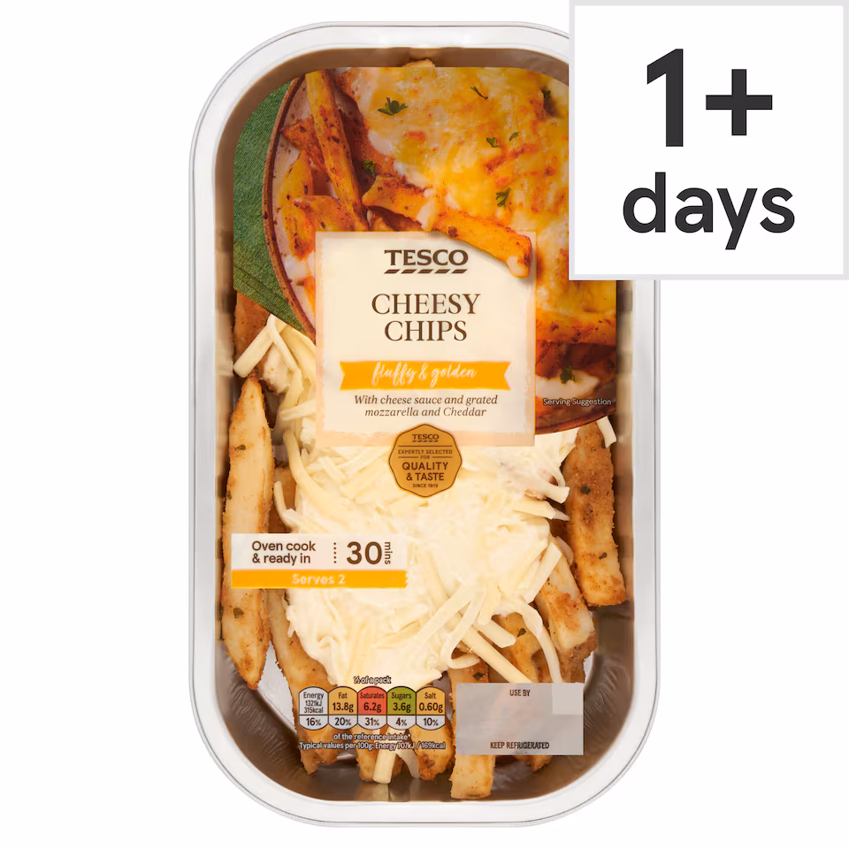 Tesco Cheesy Chips with Grated Mozzarella & Cheddar 400g