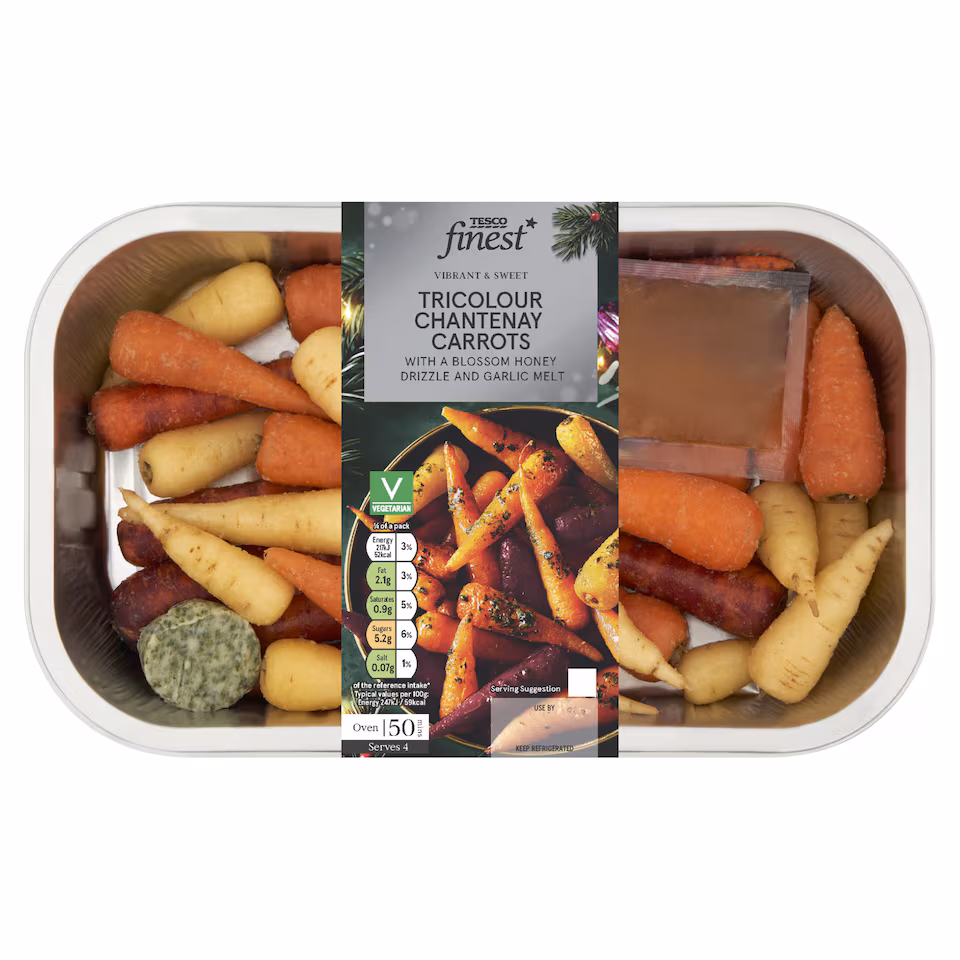 Tesco Finest Tricolour Chantenay Carrots with Wild Garlic Butter & Blossom Honey Drizzle 500g
