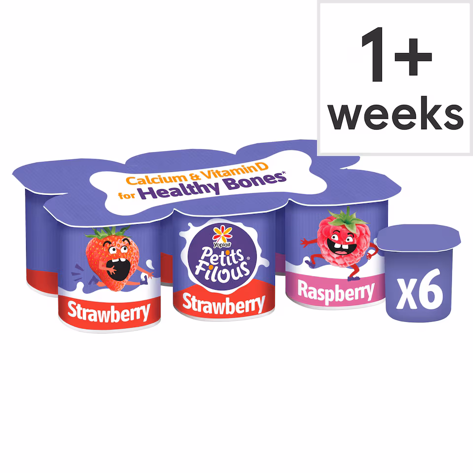 Petits Filous Kids Strawberry & Raspberry Yoghurt Small Pots 6 x 47g
