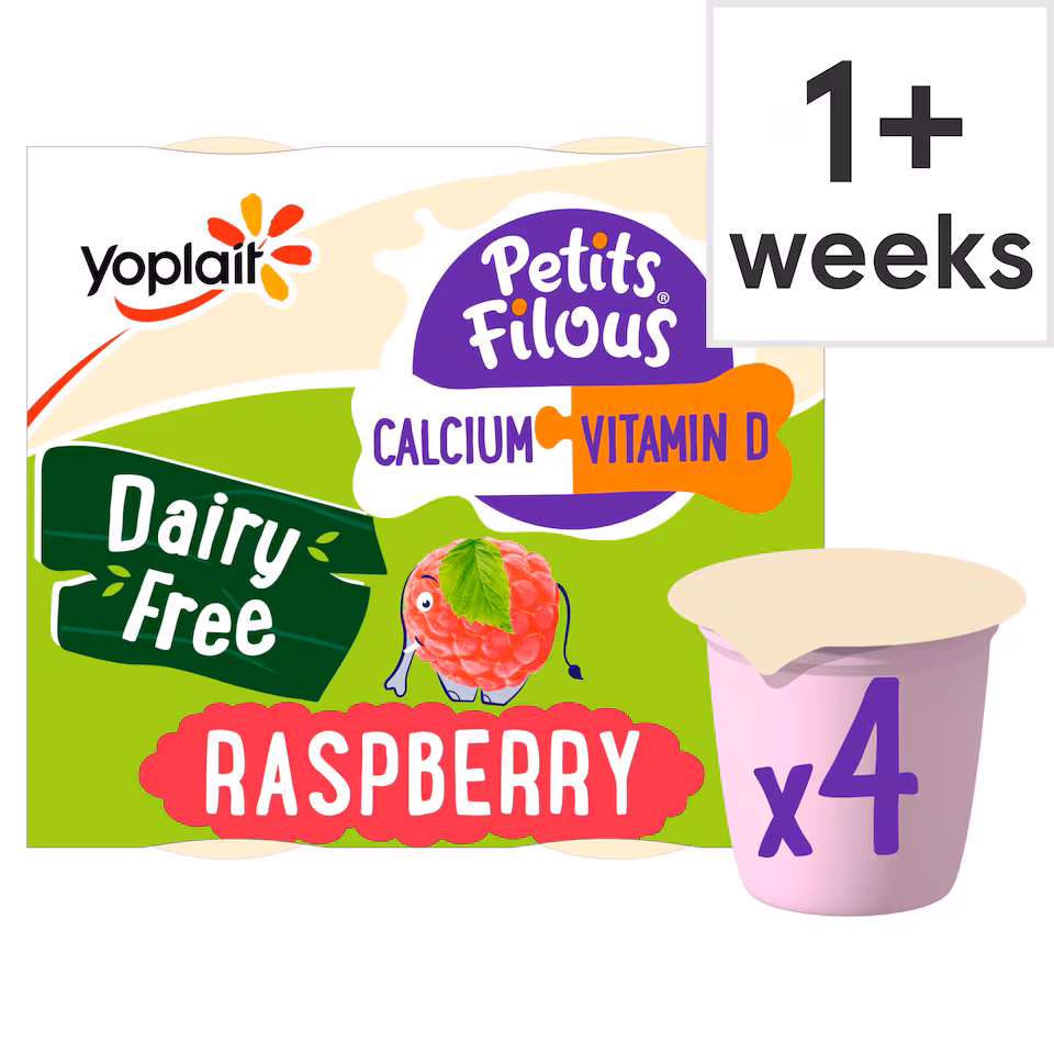 Petits Filous Raspberry Dairy Free Kids Yoghurt Pots 4x95g