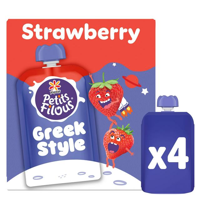 Petits Filous 4 x 85g Greek Style Strawberry Kids Yoghurt Pouch