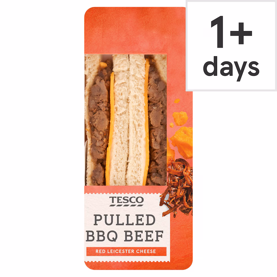 Tesco Pulled Beef & Red Leicester Sandwich