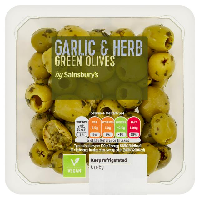 Sainsbury's Garlic & Herb Green Olives 160g