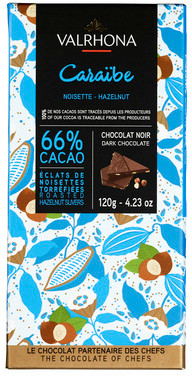 Mørksjokolade 66% Caraibe Hasselnøtt 120g Valrhona