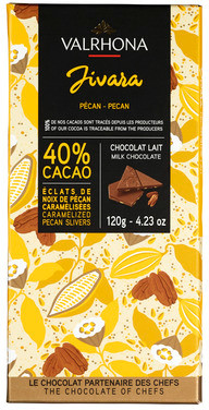 Melkesjokolade 40% med Pekannøtter" 120g Valrhona