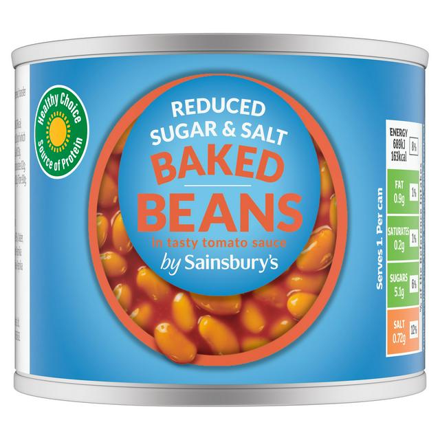 Sainsbury's Baked Beans In Reduced Sugar & Salt, Tomato Sauce 200g