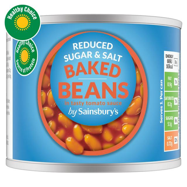 Sainsbury's Baked Beans In Reduced Sugar & Salt, Tomato Sauce 200g