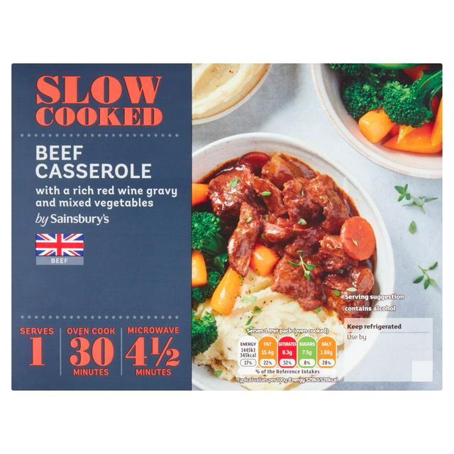 Sainsbury's Slow Cooked British Beef Casserole With Rich Red Wine Gravy & Mixed Vegetables 300g (Serves 1)