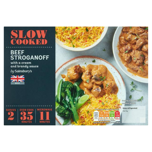 Sainsbury's Slow Cooked British Beef Stroganoff With A Rich Cream & Brandy Sauce 530g (Serves 2)