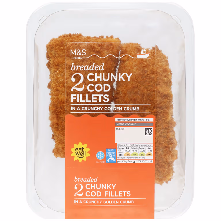 M&S Breaded 2 Chunky Cod Fillets