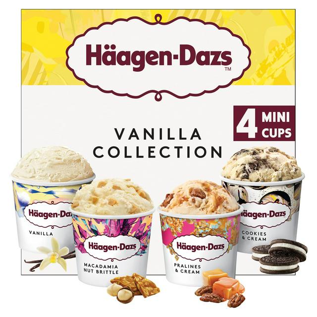 Haagen-Dazs Vanilla Collection Mini Frozen Dessert Ice Cream Tub 4x95ml