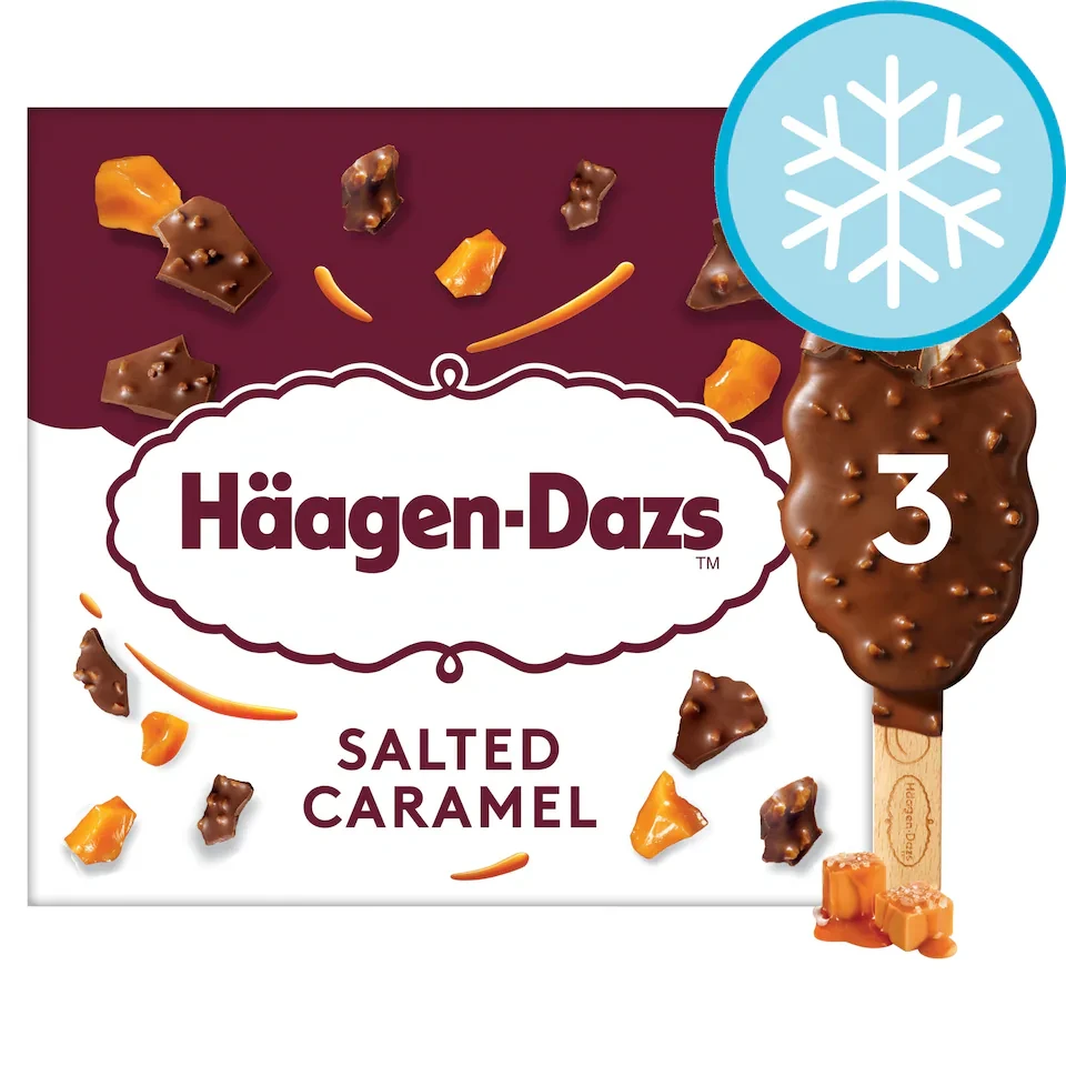 Haagen-Dazs Chunky Salted Caramel Stick Bar Ice Cream 3x80ml
