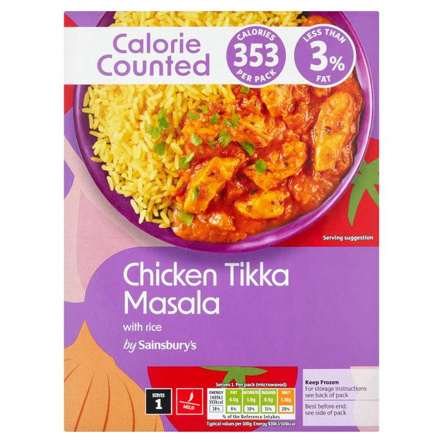 Sainsbury’s Calorie Counted Chicken Tikka Masala with Rice 350g