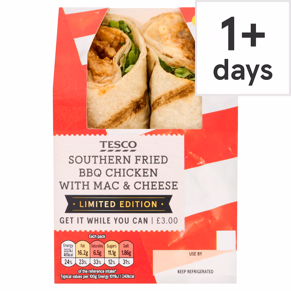 Tesco Southern Fried BBQ Chicken with Mac & Cheese wrap