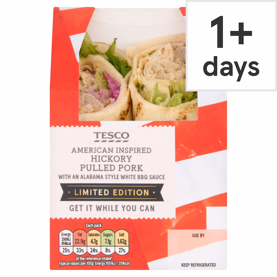 Tesco American Inspired Hickory Pulled Pork Wrap Limited Edition