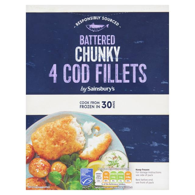 Sainsbury's Chunky Battered Cod x4 500g
