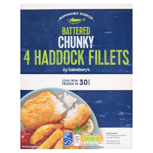 Sainsbury's Chunky Battered Haddock x4 500g