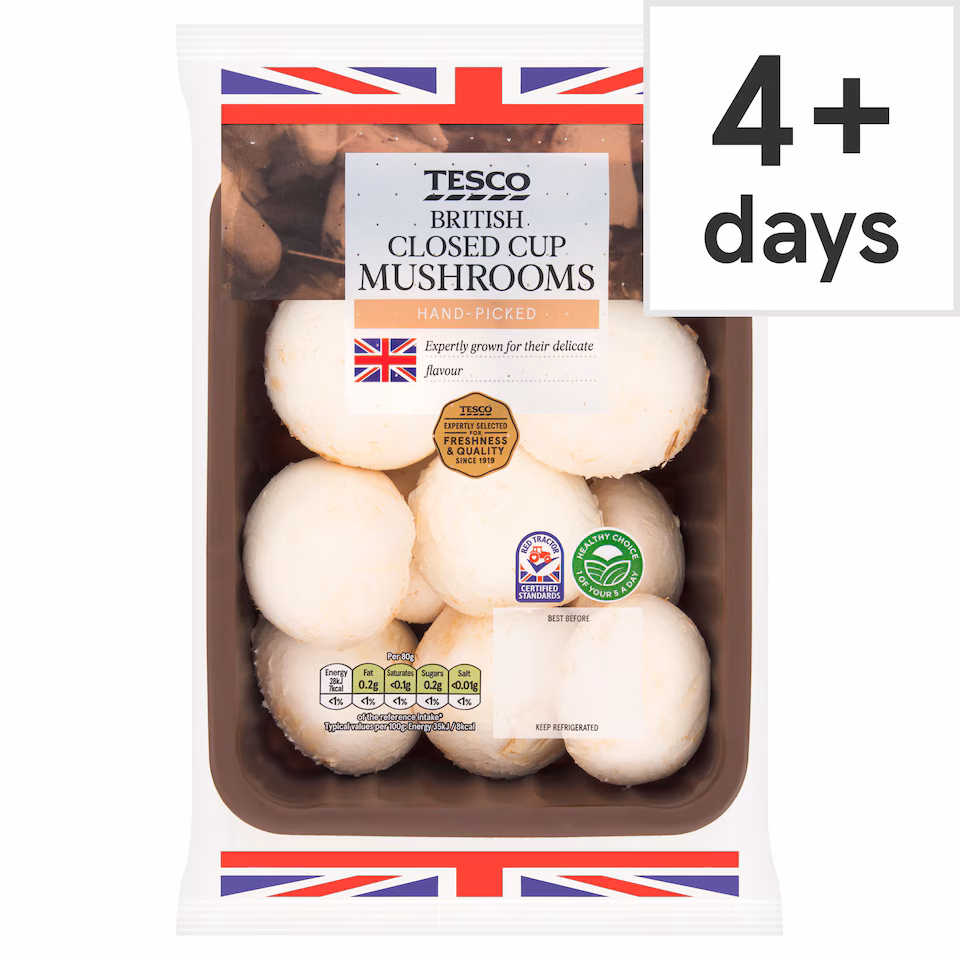 Tesco Closed Cup Mushrooms 400G