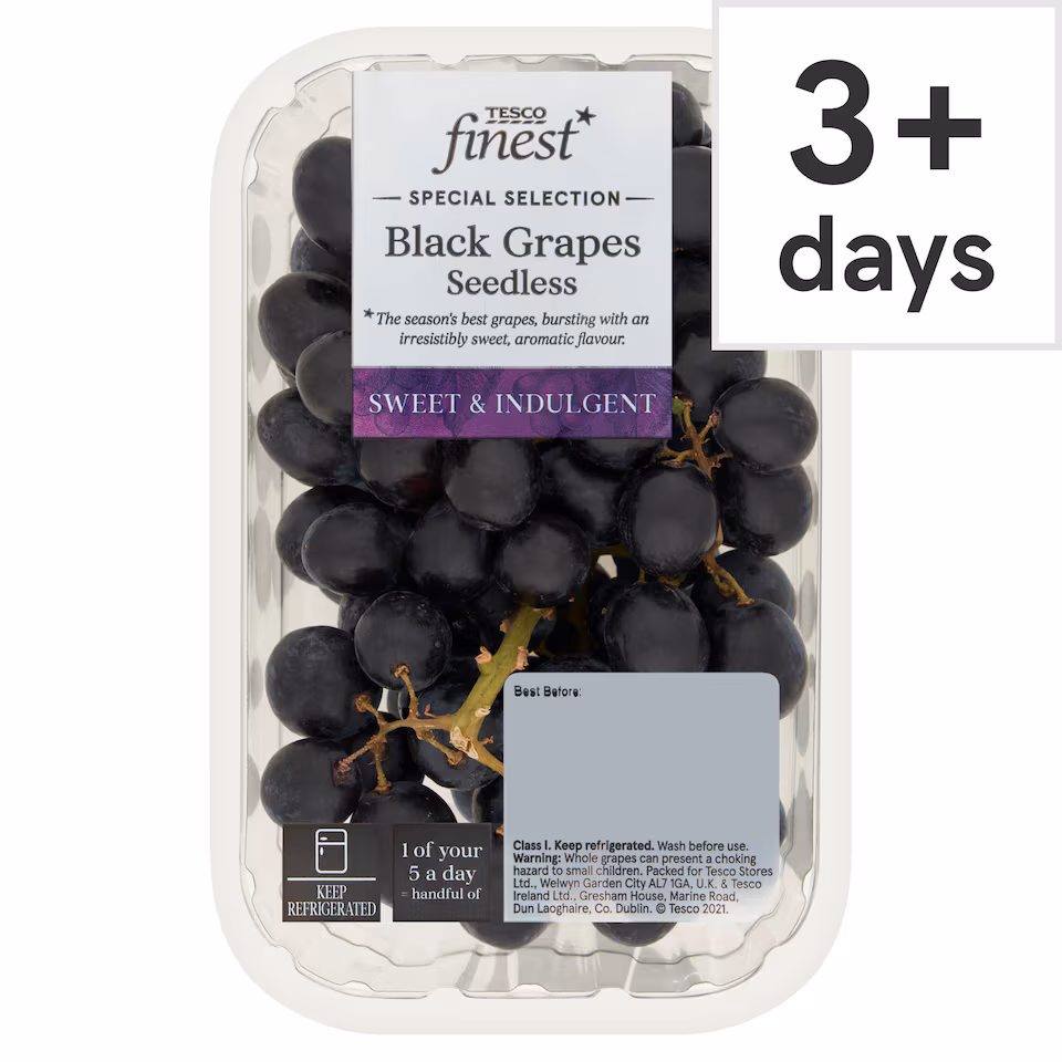 Tesco Finest Black Grapes Seedless 500G