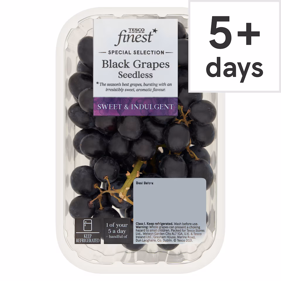 Tesco Finest Black Grapes Seedless 500G