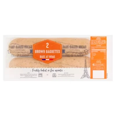Bake at Home Part-Baked Bread 2 Brown Baguettes 300g