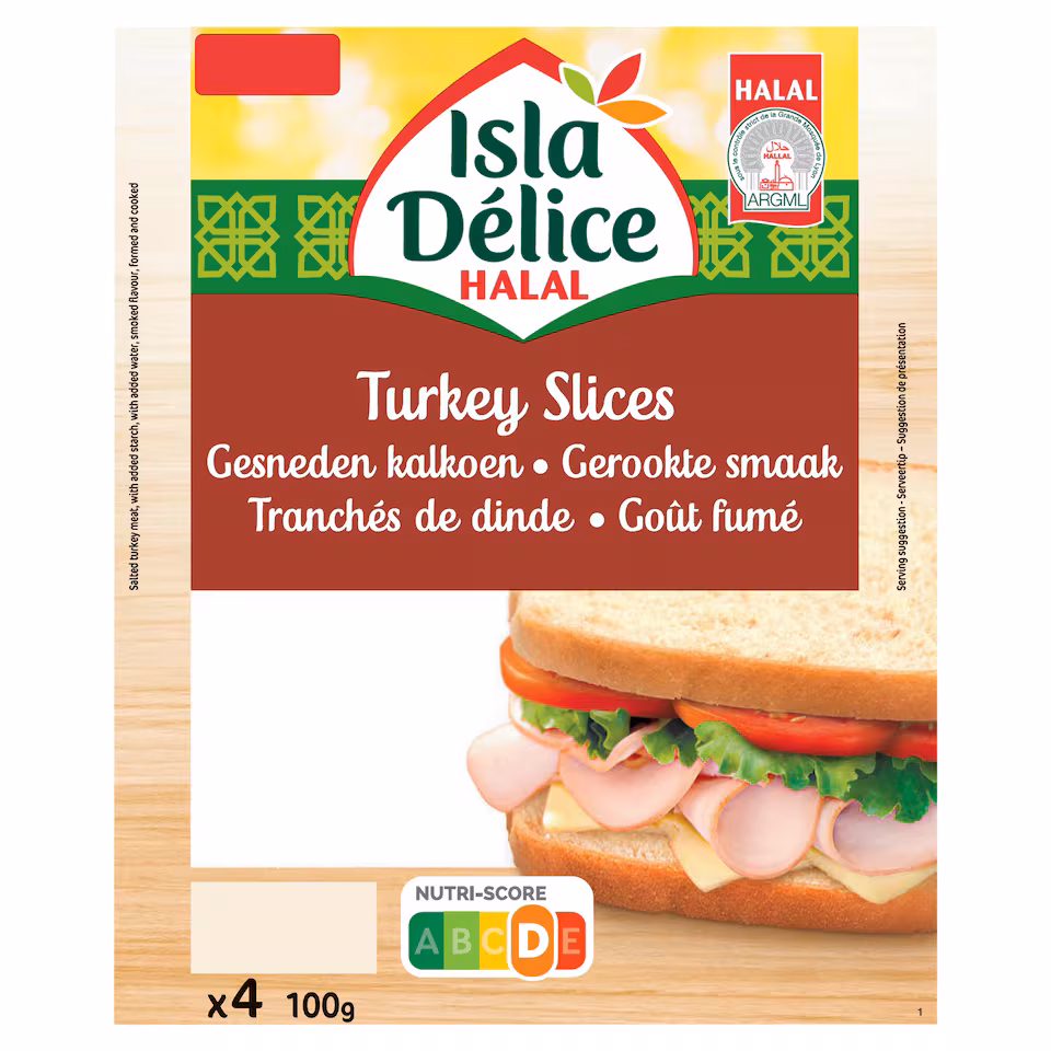 Isla Delice Halal Turkey Slices 4 Pack 100g