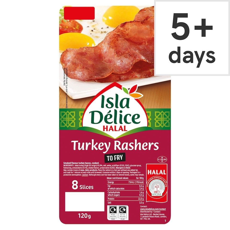 Isla Delice Halal Turkey Rashers 8 Slices 120g