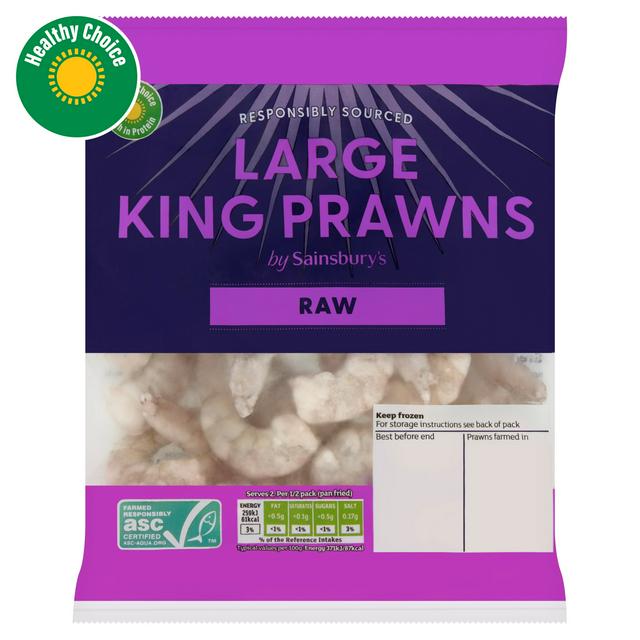 Sainsbury's Frozen Large Raw Peeled King Prawns ASC 180g