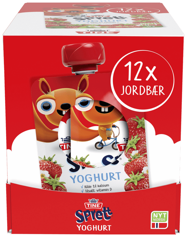 Tine Sprett Yoghurt Jordbær 12stk x 90g
