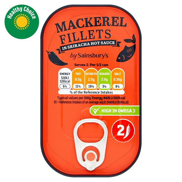 Sainsbury's Mackerel Fillets in Sriracha Hot Sauce 125g