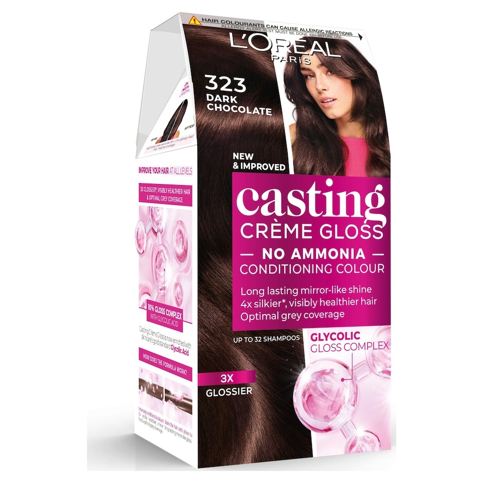 L'Oreal Paris Casting Creme Gloss 323 Dark Chocolate Brown Semi-Permanent Hair Dye