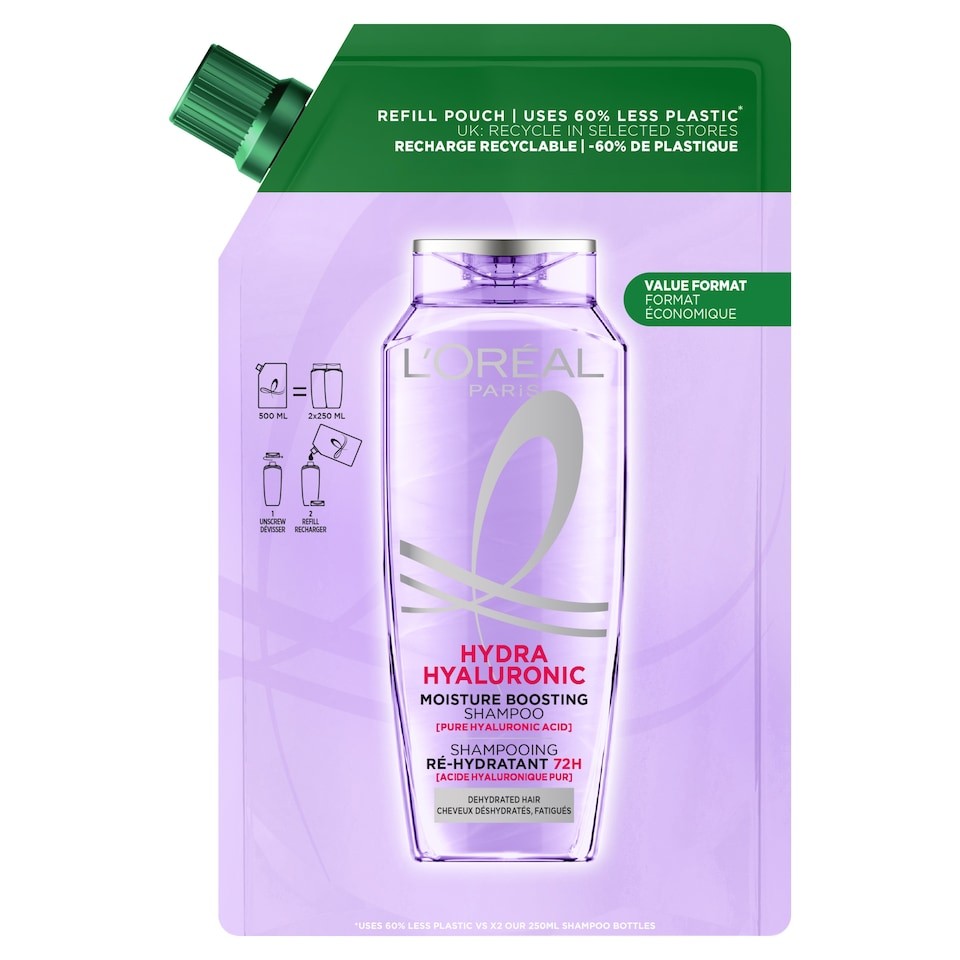 L'Oreal Hydra Hyaluronic Shampoo Refill 500Ml