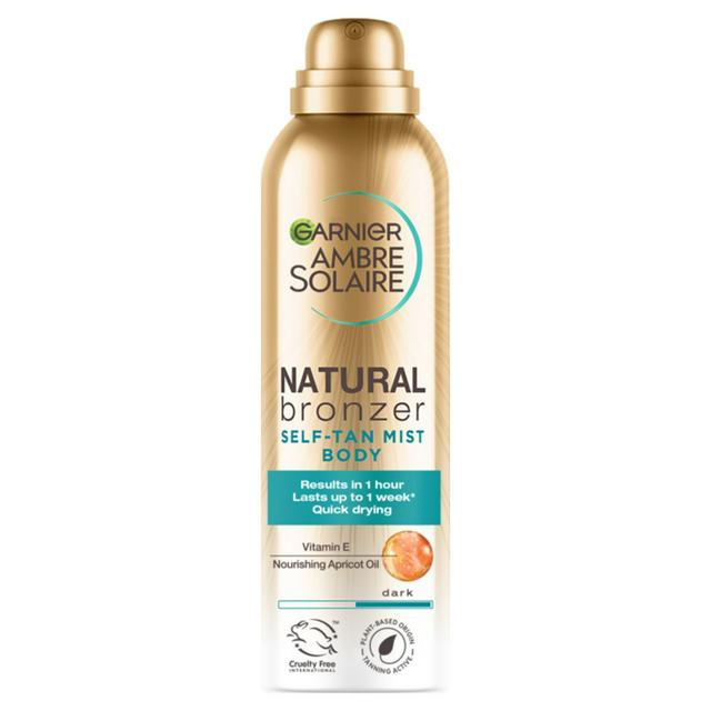 Garnier Ambre Solaire 150ml Natural Bronzer Quick Drying Dark Self Tan Body Mist