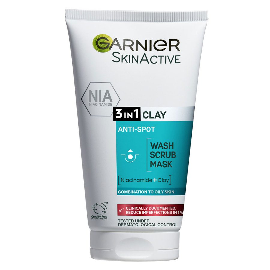 Garnier PureActive Salicylic 3-In-1 Anti-Pimple Clay Wash Scrub Mask 150ml