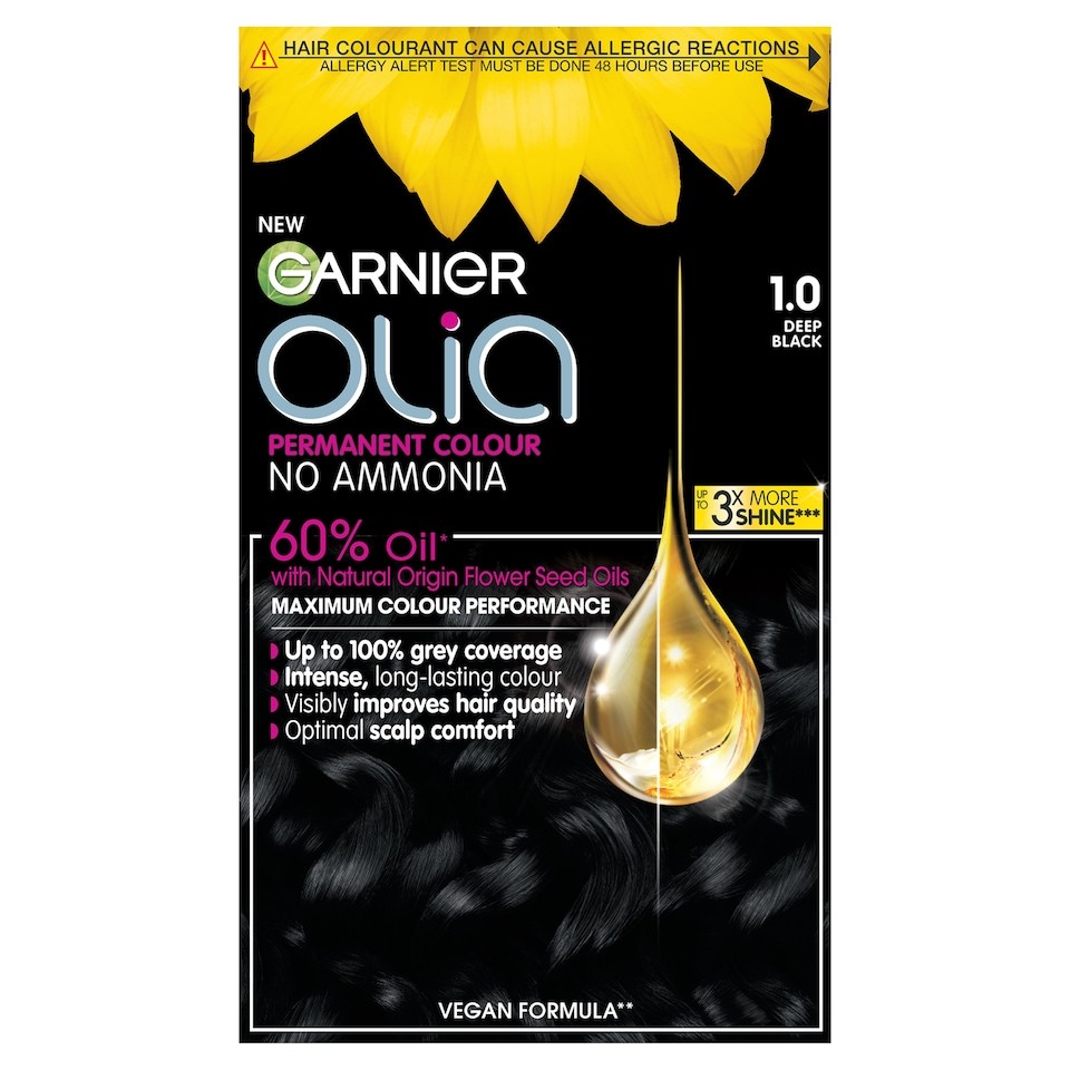 Garnier Olia No Ammonia Permanent Hair Dye - Deep Black 1.0