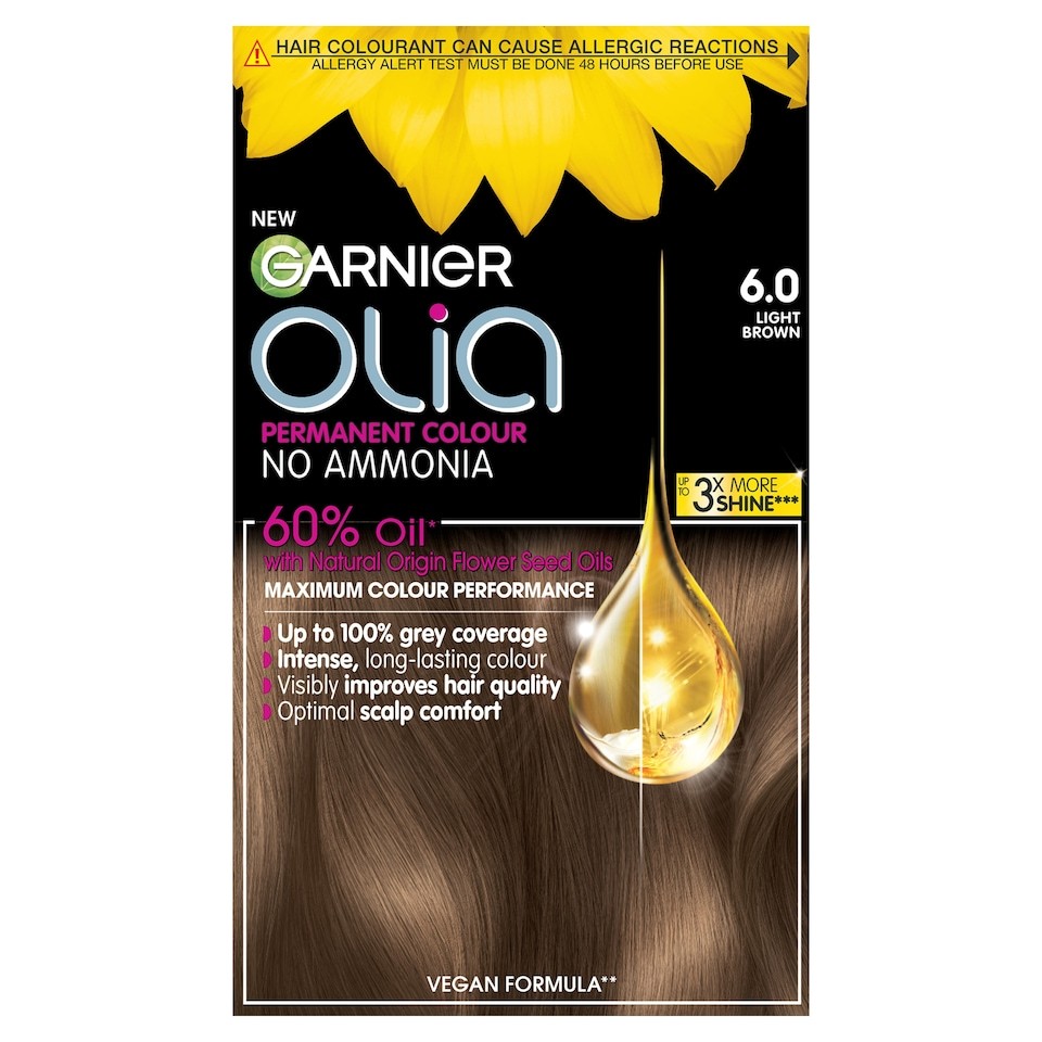 Garnier Olia No Ammonia Permanent Hair Dye - 6.0 Light Brown