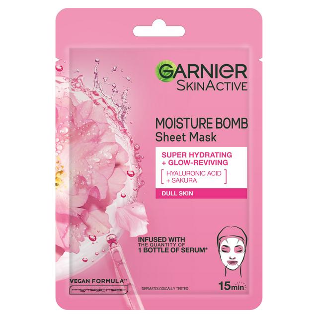 Garnier Moisture Bomb Sakura Hydrating Face Sheet Mask Dull Skin 28g