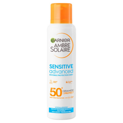 Garnier Ambre Solaire SPF 50+ Sensitive Advanced Dry Mist Sun Cream Spray 150ml